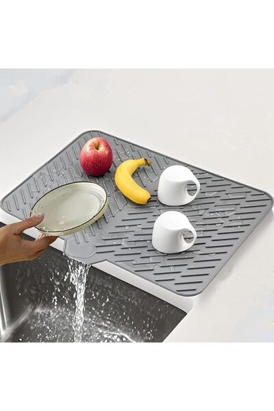 Generic Silicone Dish Drying Mat, Grey, 22.63x16.85inch, Non-Slip with Raised...
