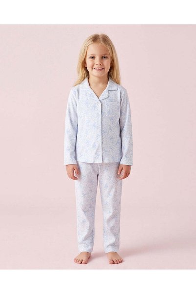 REDTAG Girl Blue Floral 2 Piece Pyjama Set