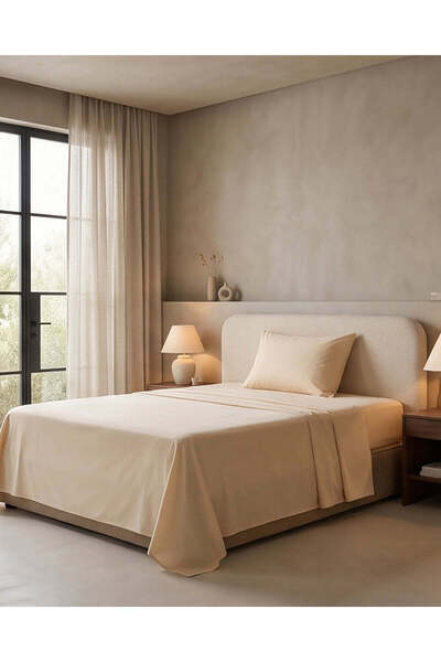 REDTAG Ivory Solid Flat Sheet 160x270cm (Twin Size)