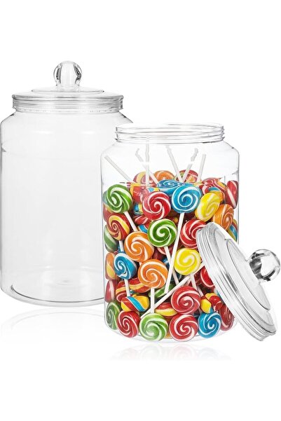TERRIFI 123oz Large Clear Plastic Airtight Candy Cookie Jar with Lid, Decorat...