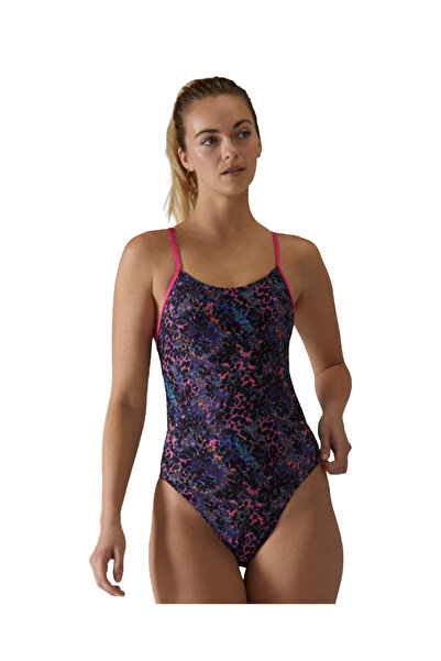 TYR Women's Training Swimsuit Cutoutfit Stipple Petunia