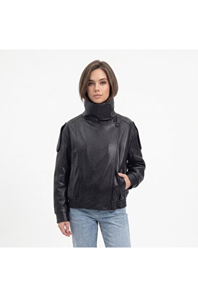 MUG collection Women's Oversized Lined Leather Jacket
