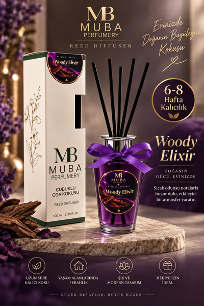 Muba Perfumery Woody Elixir Premium Çubuklu Oda Kokusu 100 ml – Sıcak Odunsu ...