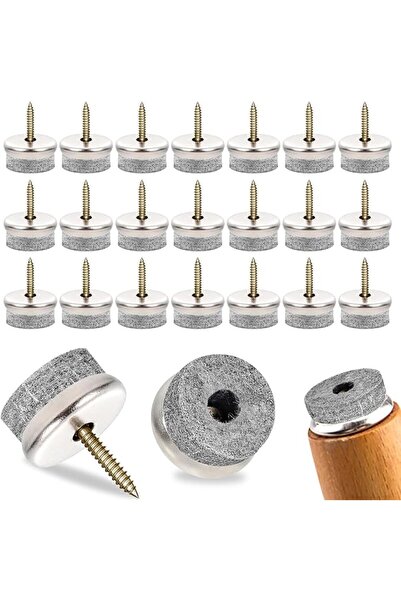 X SPRING Felt Glide Screws, 50 Pcs 22mm Round Felt Pads with Screws for Furni...