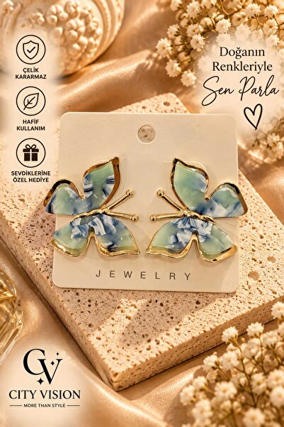 cityvision Butterfly Model Gradient Color Stainless Steel Earring Set