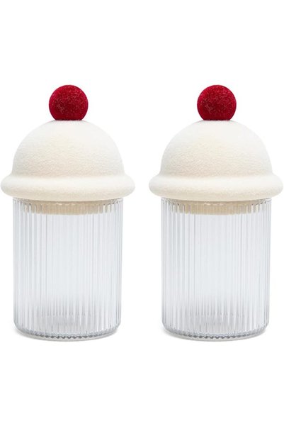 TERRIFI 2 Pack Airtight Cotton Swab Holders & Bathroom Storage Containers wit...