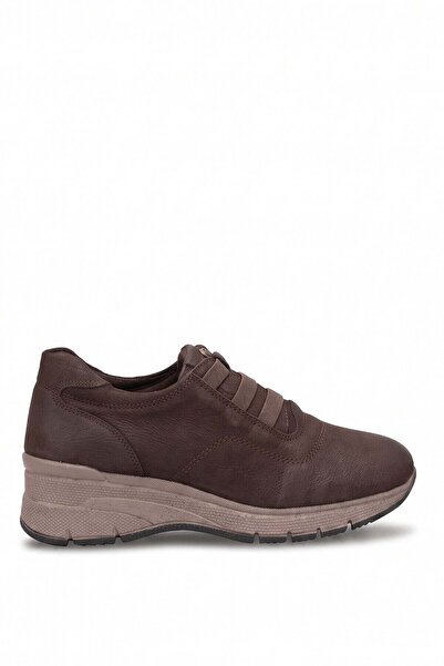 Mammamia D26Ka-3370 Women's Genuine Leather Wedge Heel Shoes Brown