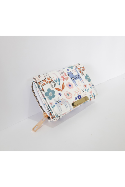 renkli çiçekler Children's Wallet 11X8X4 cm Flower and Cat Patterned Children...
