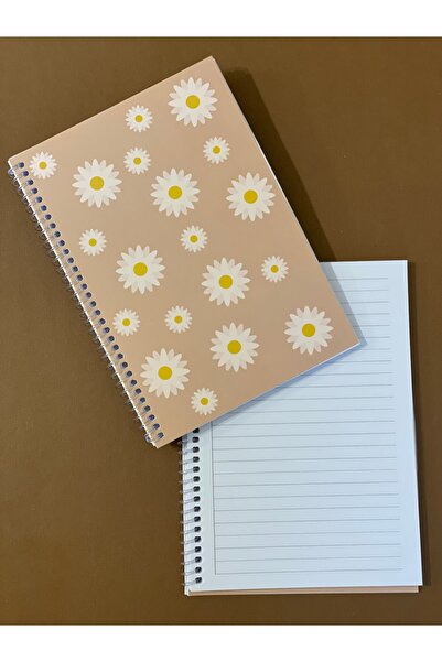 Papatya Desenli Spiralli Defter
