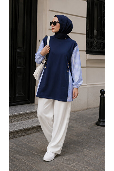 ÇILDIR ÖRME Women's Two-Thread Shirt Detailed Hijab Tunic