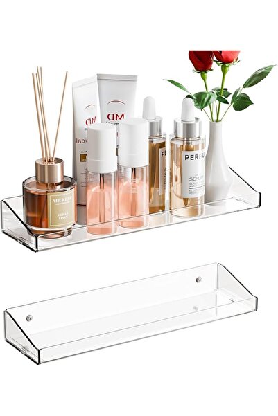 KASTWAVE 2 Pack 15" Acrylic Shelves for Wall, Bathroom, Bedroom - with Adhesi...