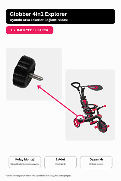 FilameX Globber 4in1 Explorer Bisiklet Uyumlu Arka Tekerlek Bağlantı Vidası -...