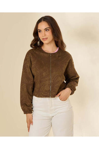 REDTAG Women Brown Embroidered Bomber Jacket