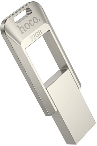 Hoco USB στικάκι 32GB USB 2.0 με συνδέσεις USB-A & USB-C, Ασημί