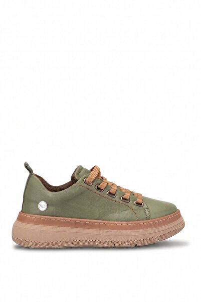 Mammamia D26Ka-605 Women's Genuine Leather Casual Shoes Khaki