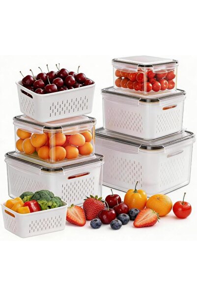 GENERAL Fruit Storage Containers for Fridge with 6 Removable Colanders, BPA F...