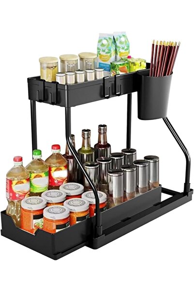 GENERAL 2-Tier Under Sink Organiser and Storage Pull Out Sliding Drawer Under...