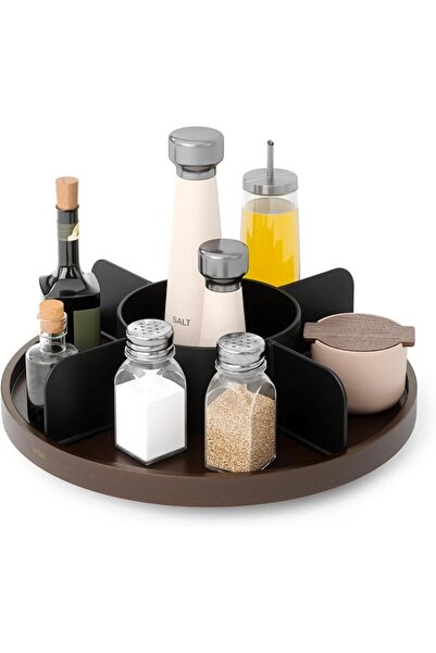 UmbraWear Umbra Bellwood Lazy Susan Divided Tray Organizer for Pantry Spices ...