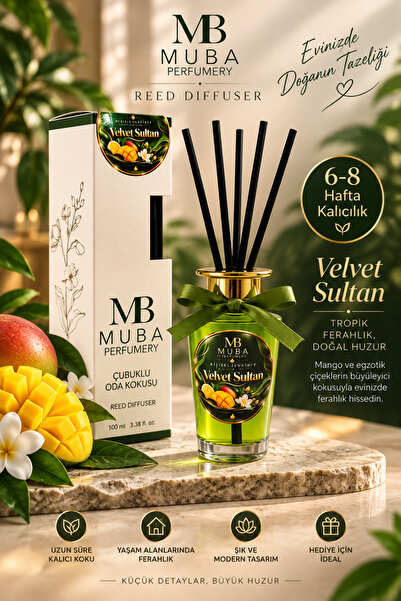 Muba Perfumery Velvet Sultan Premium Çubuklu Oda Kokusu 100 ml – Mango ve Egz...