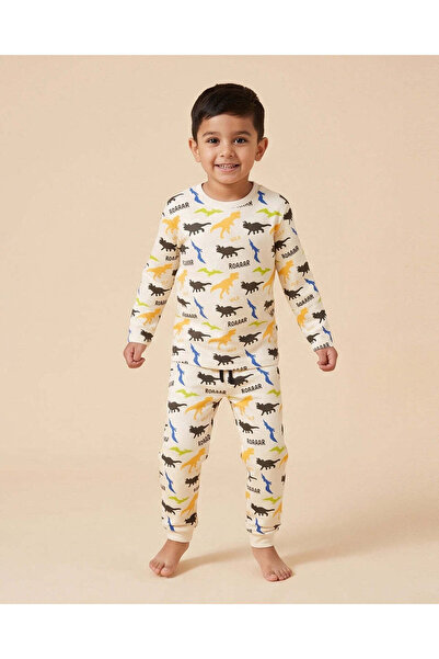 REDTAG Boys Ivory Dinosaur Print Pyjama Set