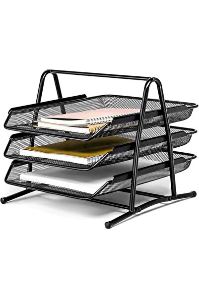 GENERAL Three-Tier Paper Tray with a Metal Mesh Top Made of Micacous, Featuri...