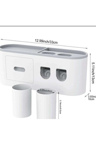 İDEXAL Çok Amaçlı Banyo Organizer – Diş Fırçalık, 2’li Macun Tutucu, Tarak Bölmesi & Çekmeceli