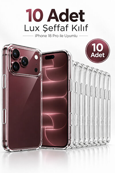Evax 10 Adet iPhone 18 Pro Uyumlu Lüx Serisi Yumuşak Esnek Şeffaf Silikon Kıl...