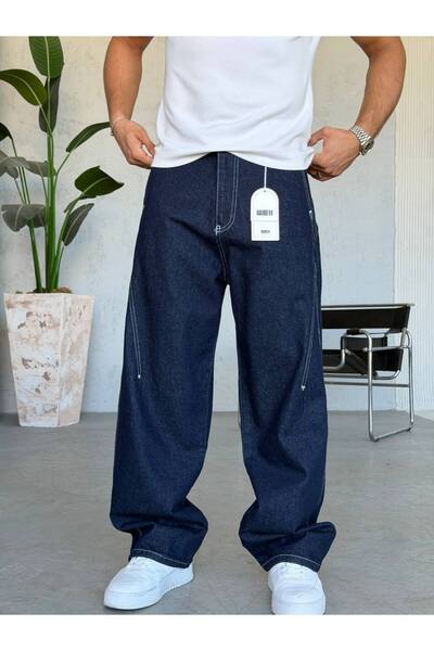 Gambocci Blugi din denim brodați cu picior larg pentru bărbați