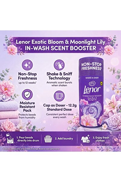 lenor Exotic Bloom & Moonlight Lily In-Wash Scent Booster Beads 155g – Long-L...