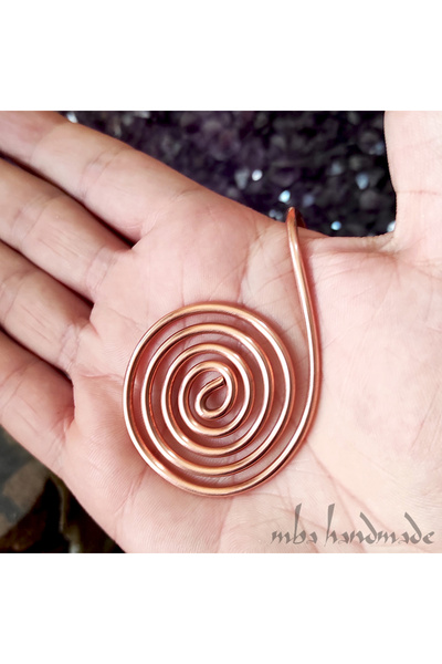 Saf Bakır Avuç İçi Enerji Spirali 2li Set - Meditasyon ve Topraklama El Takısı - Mba Handmade Logolu Kutu İçinde