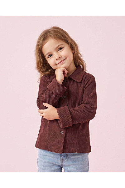 REDTAG Girls Burgundy Velvet Shacket