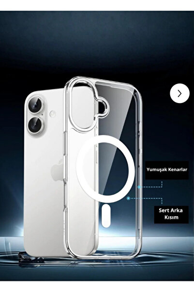 İphone 17-18 Güçlendirilmiş Magsafe Şarj özellikli Sararmaz kristal Sert Kapak Kılıf ve Kırılmaz Ekran Koruyucu