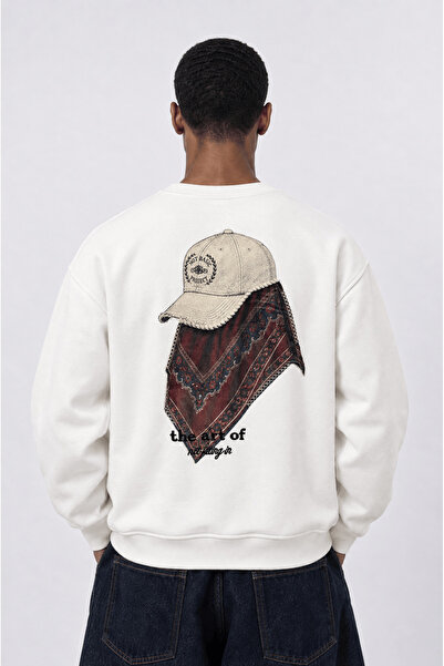 Respire Erkek The Art Of Patch Detaylı Oversize Sweatshirt Ekru