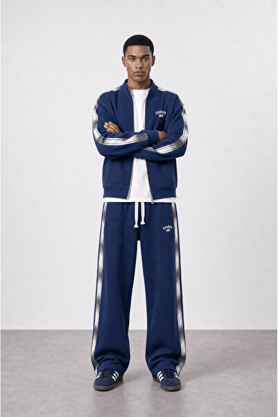 Respire Men's Champs Stripe Detailed Doubleface Tracksuit Set Navy Blue