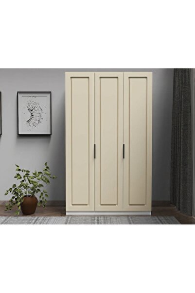 Dian Mobilya Üç Kapaklı Elbise Dolabı 4 Raflı %100 MDF