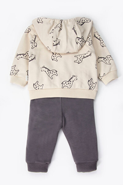 Bebetto Three-Strand Hooded Cardigan 3-Piece Set (so Happy) Gray