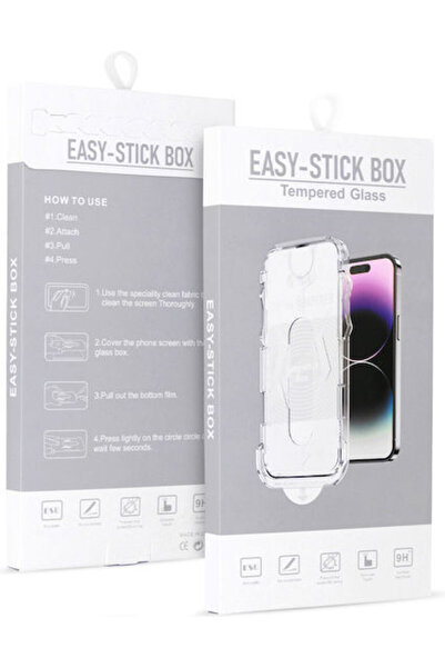 OEM Easy-stick Box Πλήρης Κόλλα Πλήρης Κάλυψη Σκληρυμένο Γυαλί Μαύρο (iPhone 15)