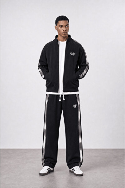 Respire Men's Champs Stripe Detailed Doubleface Tracksuit Set Black