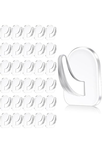 GENERAL JKJ&ZXZ 30Pcs Clear Adhesive Wall Hooks for Hanging, Heavy Duty Remov...
