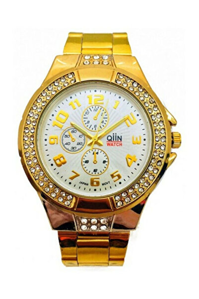 OEM Qiin 0312wesus Γυναικείο Ρολόι 39mm με Μπαταρία και Χρυσό Μεταλλικό Μπρασελέ