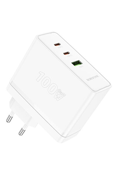 Borofone Προσαρμογέας τοίχου με θύρα USB-A και 2 θύρες USB-C, 100W Power Deli...