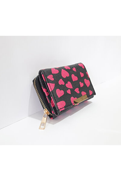 renkli çiçekler Children's Wallet 11X8X4 cm Heart Patterned Children's Wallet