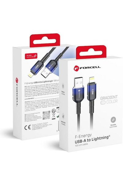 Forcell Καλώδιο USB-A σε Lightning 12W Μαύρο 1μ