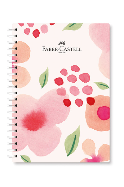 Faber Castell Karton Kapak,Flowers Defter,100 Y,Kareli,80 gr Kağıt,Spiral,1 Adet Karma Renk Gönderilir