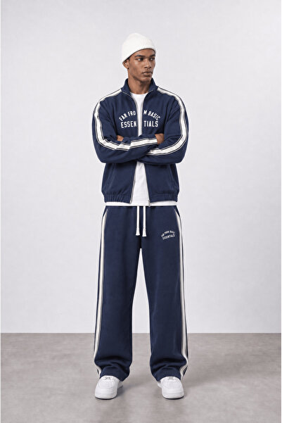 Respire Men's Essentials Stripe Detailed Doubleface Tracksuit Set Navy Blue