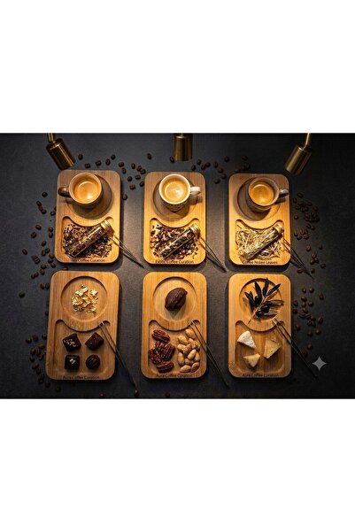 Lumindra Premium 6-Piece Coffee Presentation Set – Wooden Serving and Snack B...