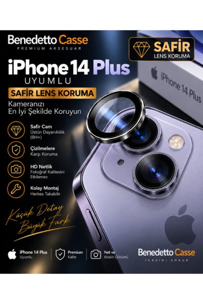 lucek cases واقي عدسة الكاميرا من الياقوت الأزرق المتوافق مع iPhone 14 Plus -...