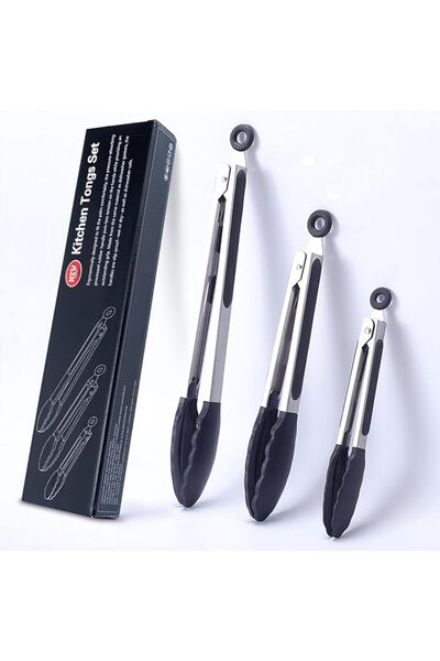 GENERAL 3Pcs (7", 9" & 12") Set Silicone Heat Resistant Kitchen Tongs,Premium...