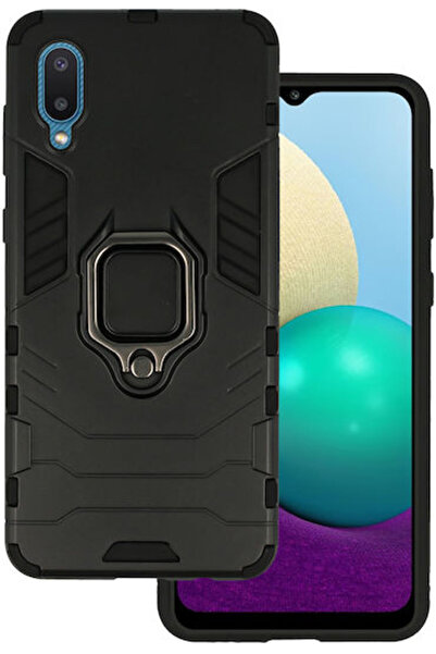 OEM Galaxy A02 Πίσω Κάλυμμα Σιλικόνης / Πλαστικό Μαγνητικό Μαύρο (Samsung Gal...