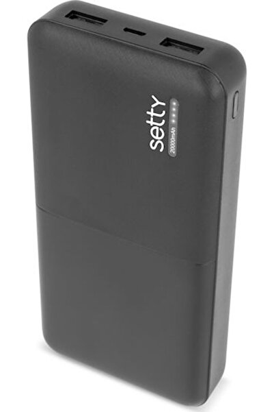 Setty Ταξιδιωτικό Power Bank 20000mAh με 2 Θύρες USB-A Μαύρο